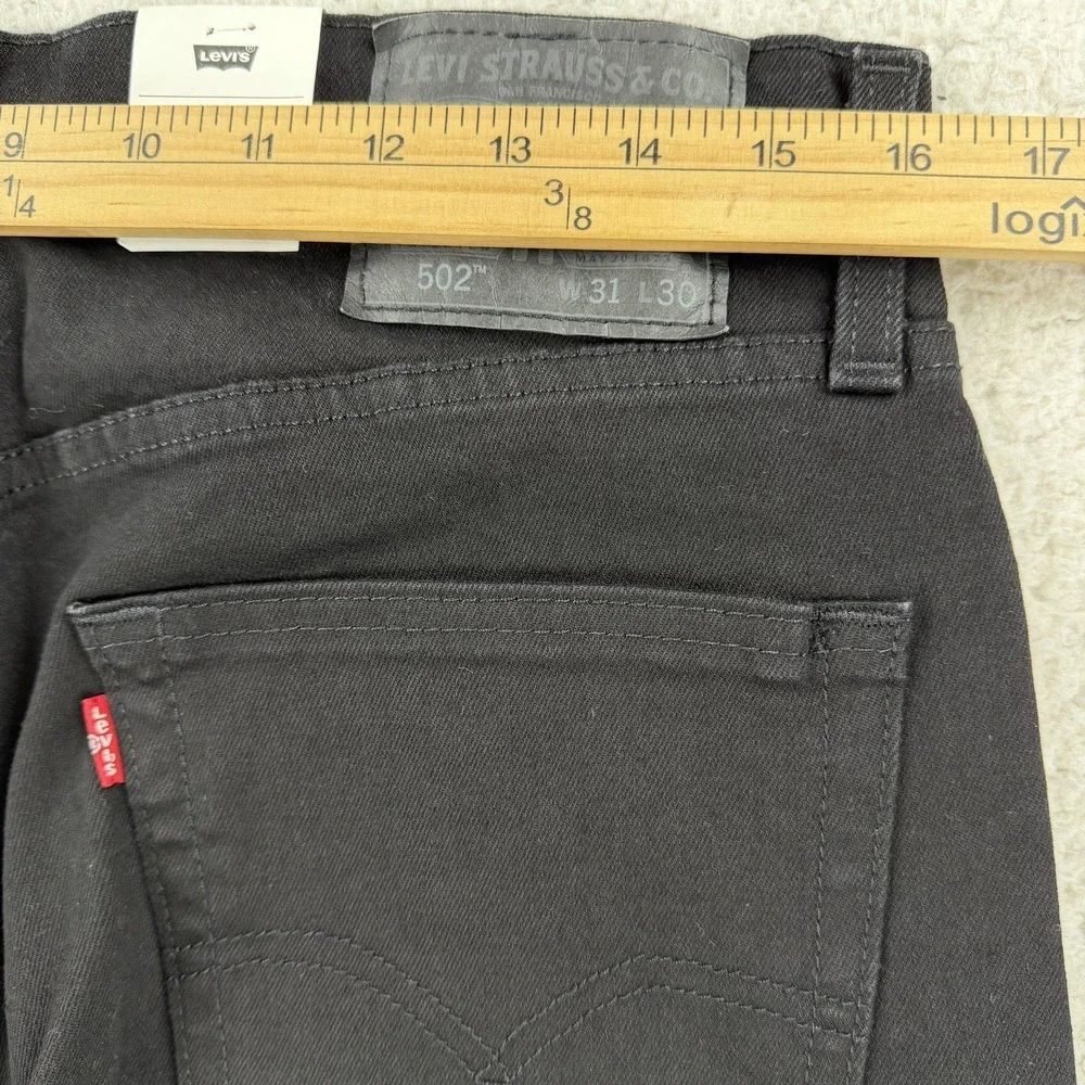 Levis 502 Taper Jeans Mens 31x30 Black Regular Tapered Stretch Denim Pants